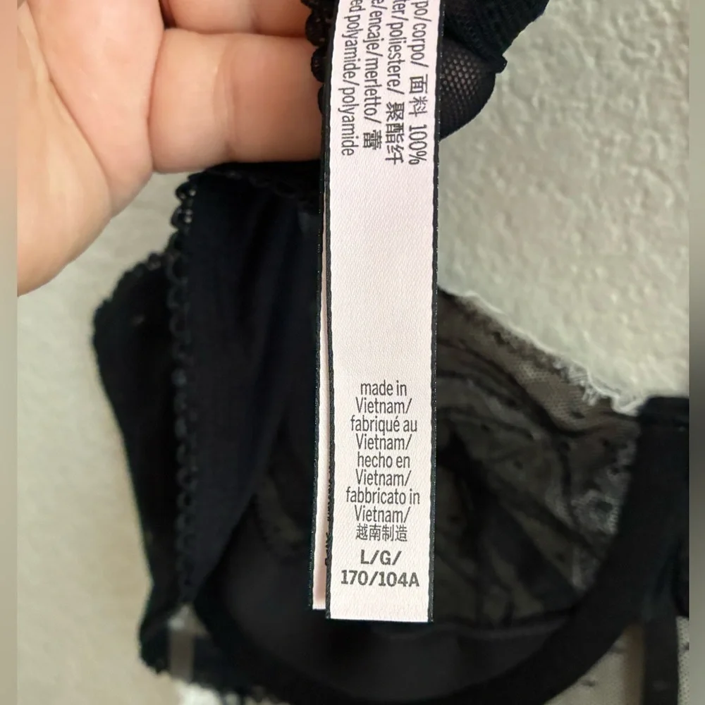Victoria's Secret Black & White Lace Sheer French Maid Apron Lingerie L